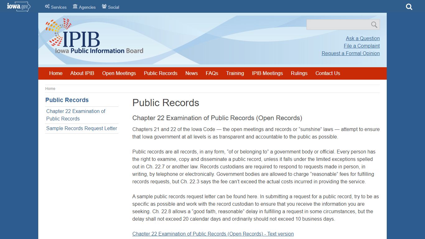 Public Records | Iowa Public Information Board