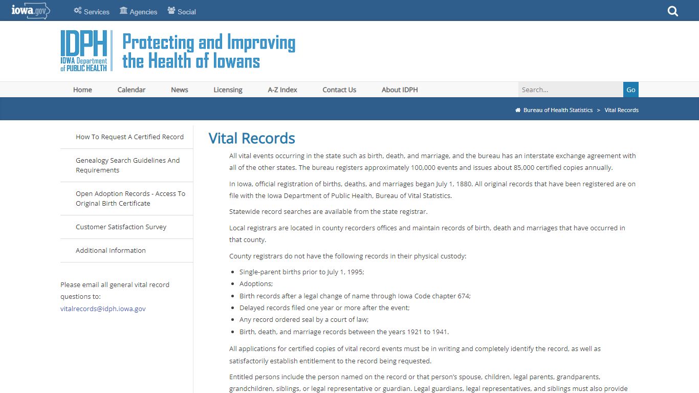 Vital Records - Home - Iowa Department of Public Health